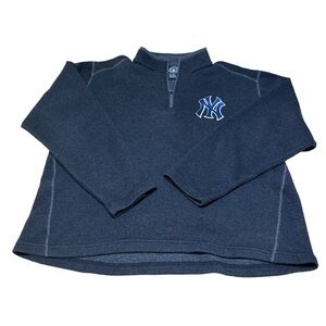 New York Yankees men’s large quarter zip sweatshirt dark grey/black polyester